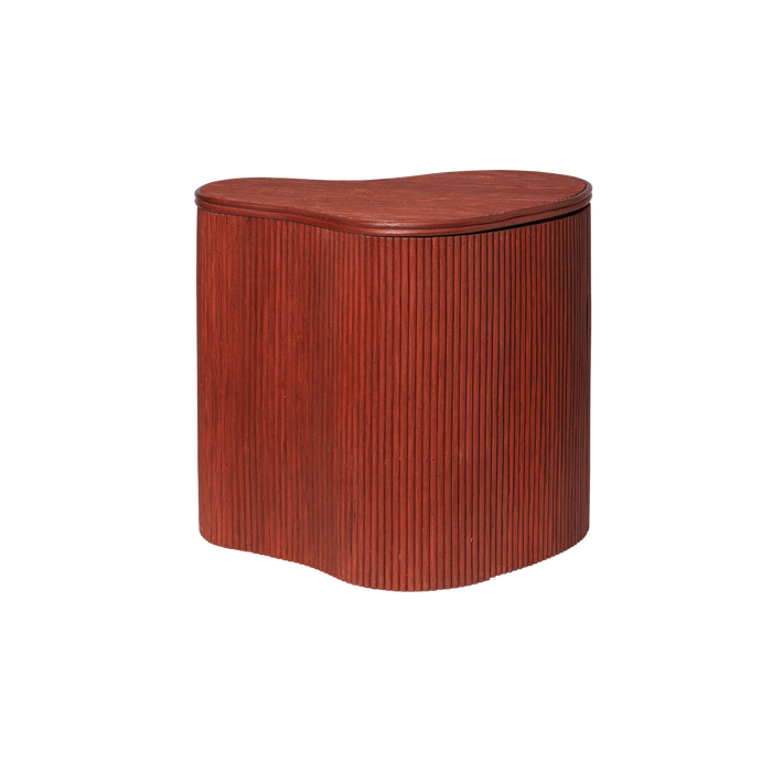 Ferm Living Isola 藤編收納邊桌 鐵紅色