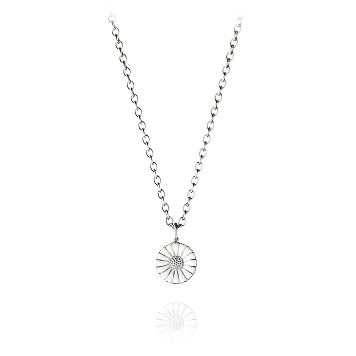 Georg Jensen Jewellery Daisy Pendant 11mm 雛菊系列 喬治傑生 金屬項鍊 純銀鍍銠鍊墜鑲嵌白色琺瑯