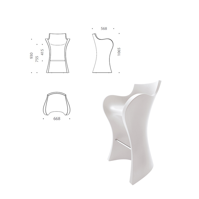 義大利進口傢具｜B-Line Woopy Barstool 彩色斗篷高腳椅