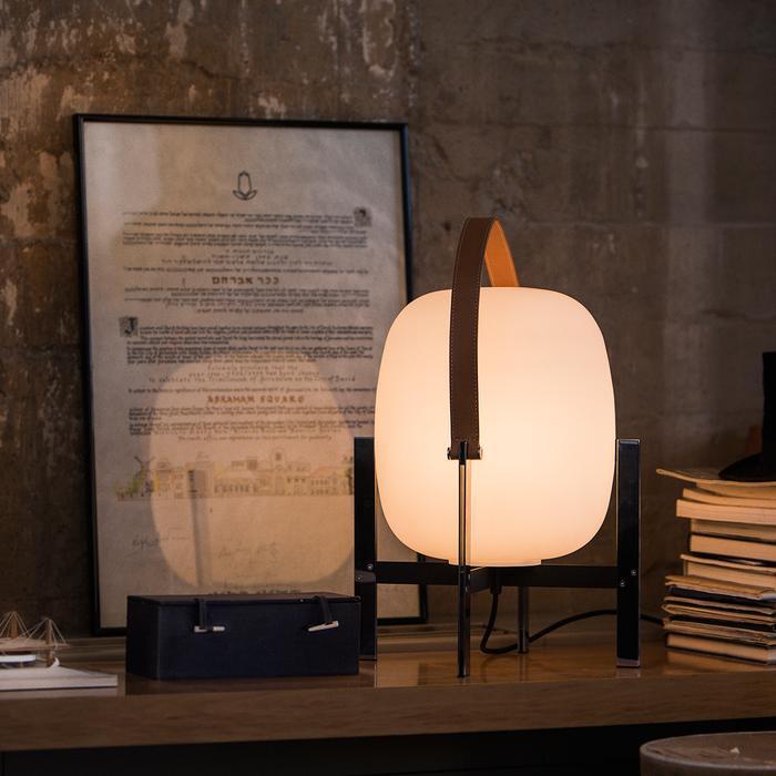 進口桌燈 - 西班牙 Santa & Cole 提籃桌燈 (皮革提把 / 金屬款) Cesta Metalica Table Lamp