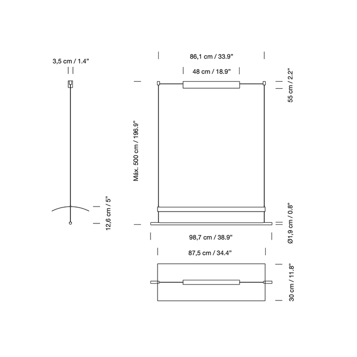 進口吊燈 - 西班牙 Santa & Cole 圓翼吊燈  (長款) Lamina 85 Pendant Light