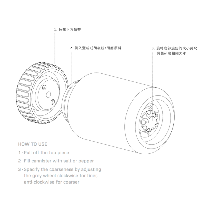 研磨罐 / 調味罐｜Vipp Kitchen 263 鹽與胡椒研磨罐組 Salt & Pepper Set 
