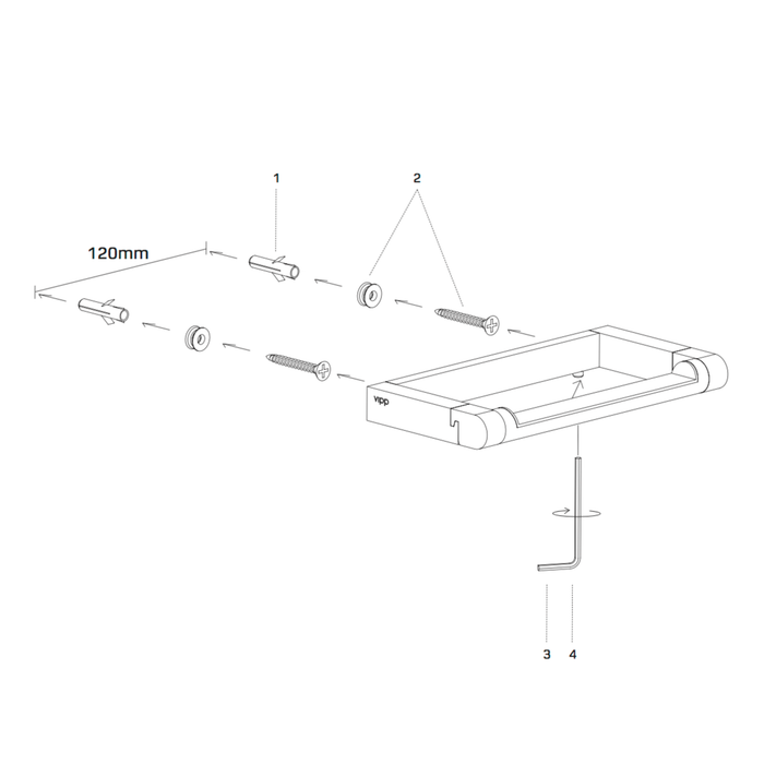 衛浴用品｜Vipp 衛生紙架 Bathroom 3 Toilet Roll Holder 
