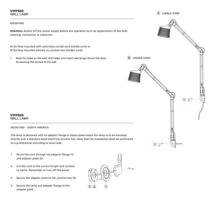 北歐壁燈｜Vipp 522 維普兩節式懸臂壁燈 Wall Lamp