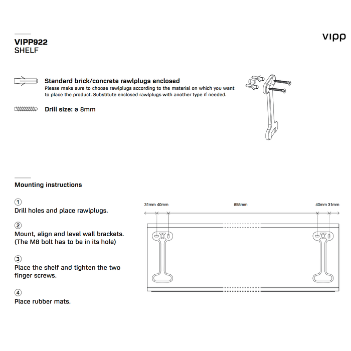 層架收納｜Vipp 921 維普雙層層架 (壁面固定款 / 50 cm) Wall Shelf Small Version